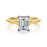 Ellis - 14K Mix of White and Yellow Gold Emerald Cut Diamond Engagement Ring