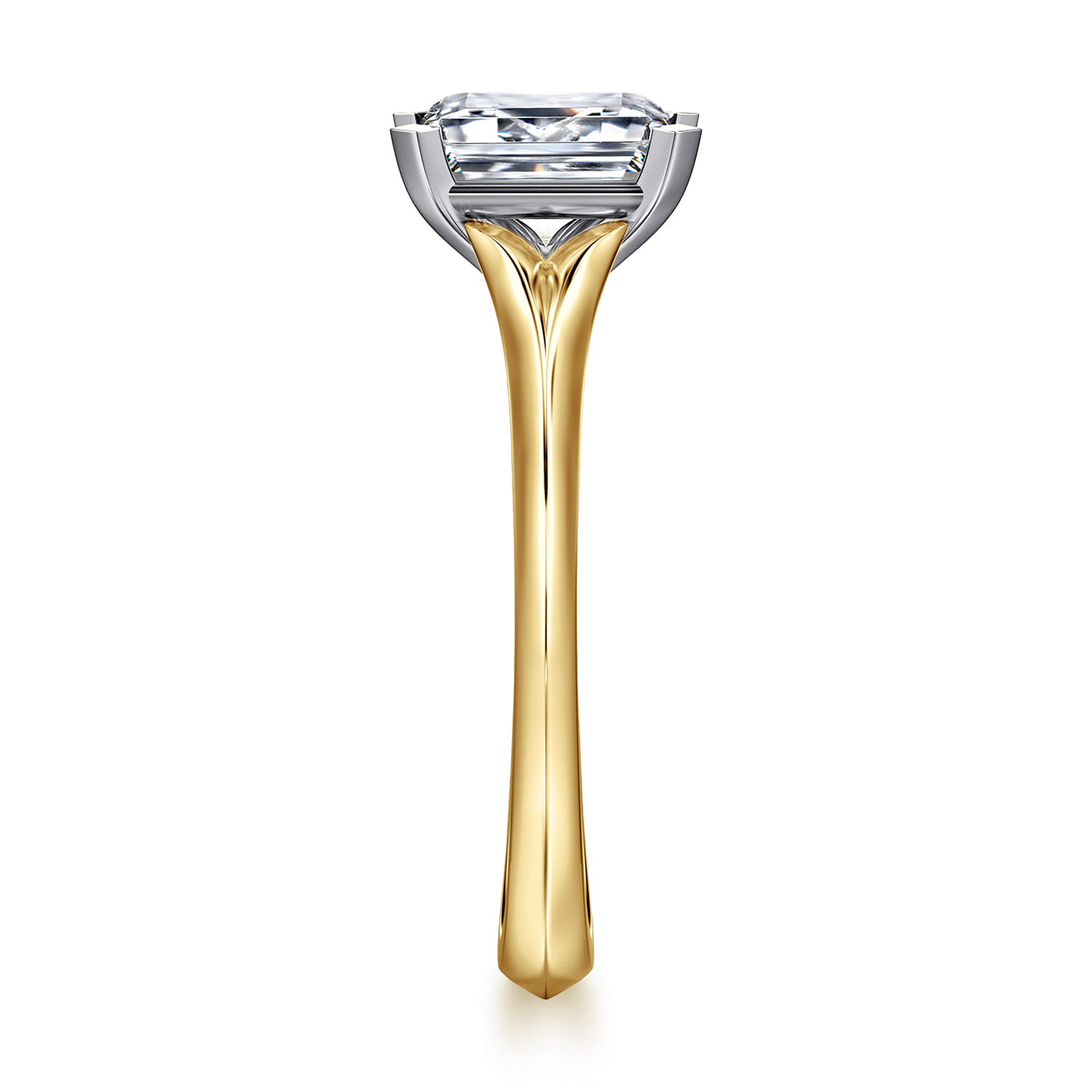 Ellis - 14K Mix of White and Yellow Gold Emerald Cut Diamond Engagement Ring - Shot 4