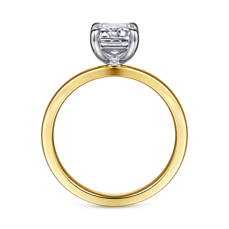 Paula - 14K White-Yellow Gold Emerald Cut Diamond Engagement Ring - Shot 2