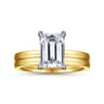 Paula - 14K White-Yellow Gold Emerald Cut Diamond Engagement Ring