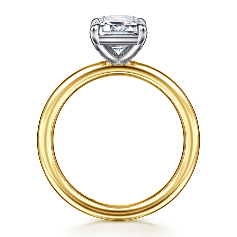 Lark - 14K White-Yellow Gold Emerald Cut Solitaire Engagement Ring - Shot 2