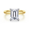 Lark - 14K White-Yellow Gold Emerald Cut Solitaire Engagement Ring