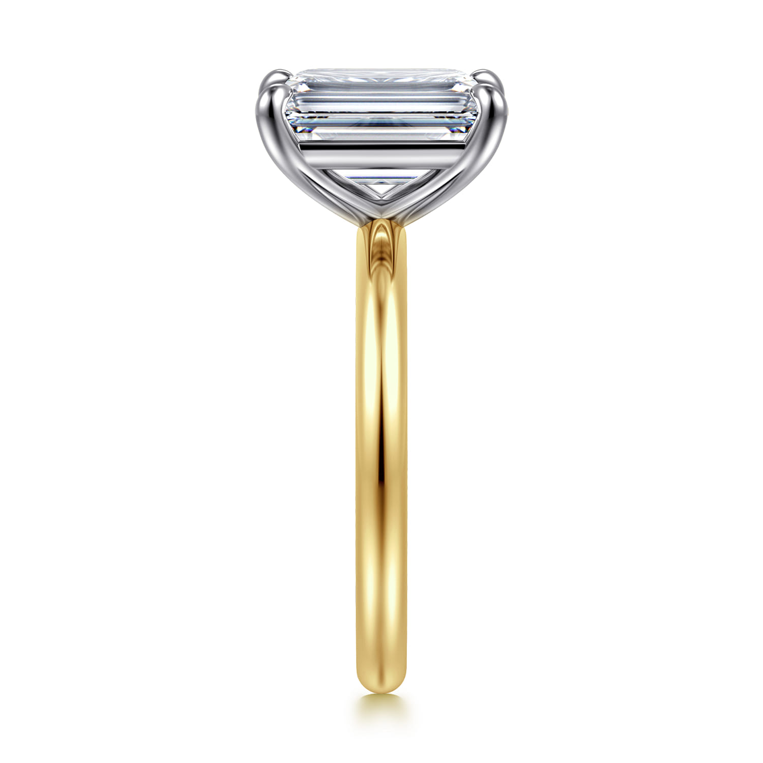 Lark - 14K White-Yellow Gold Emerald Cut Solitaire Engagement Ring - Shot 4