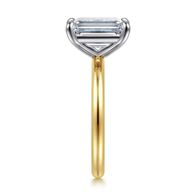Lark - 14K White-Yellow Gold Emerald Cut Solitaire Engagement Ring - Shot 4