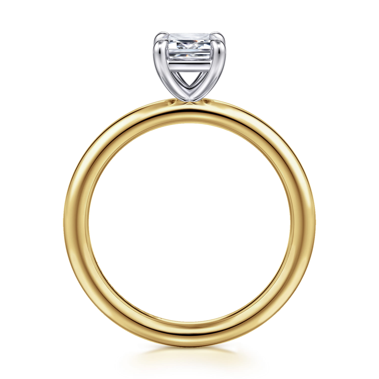 Lark - 14K White Yellow Gold Emerald Cut Solitaire Engagement Ring - Shot 2