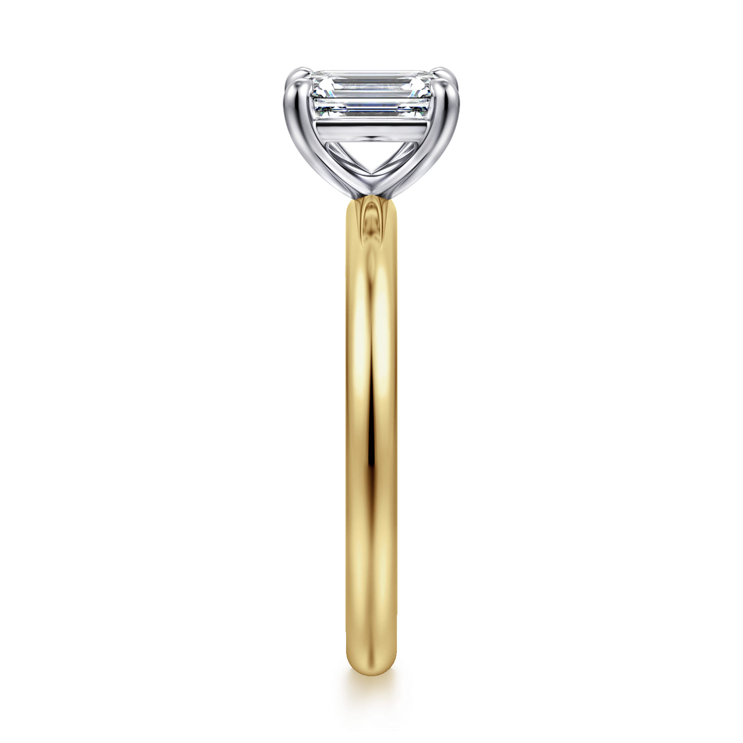 Lark - 14K White Yellow Gold Emerald Cut Solitaire Engagement Ring - Shot 4