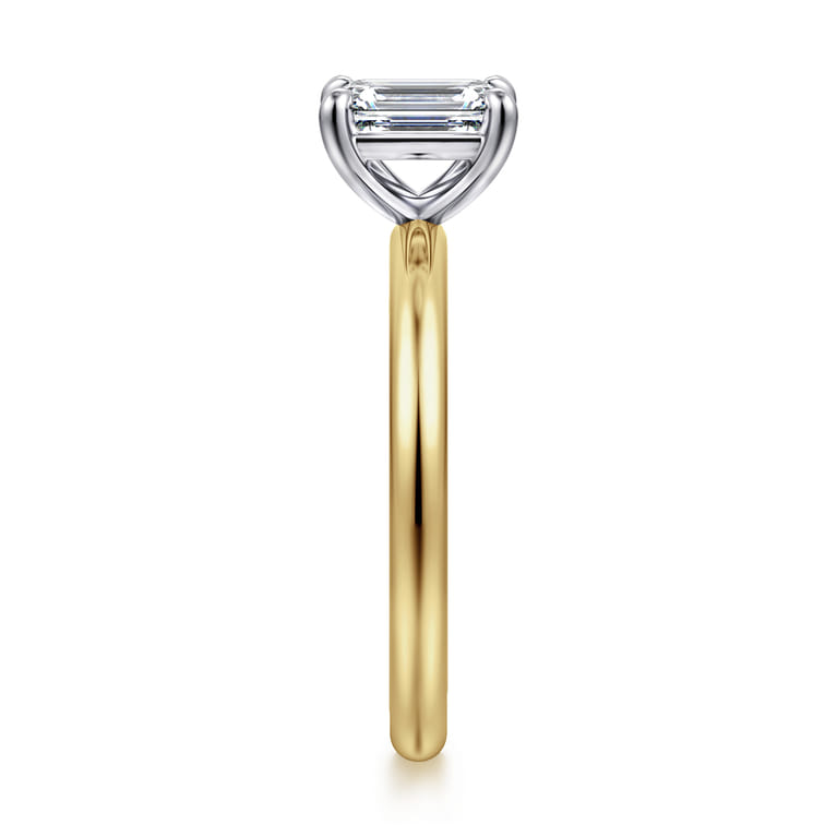 Lark - 14K White Yellow Gold Emerald Cut Solitaire Engagement Ring - Shot 4