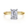 Lark - 14K White Yellow Gold Emerald Cut Solitaire Engagement Ring