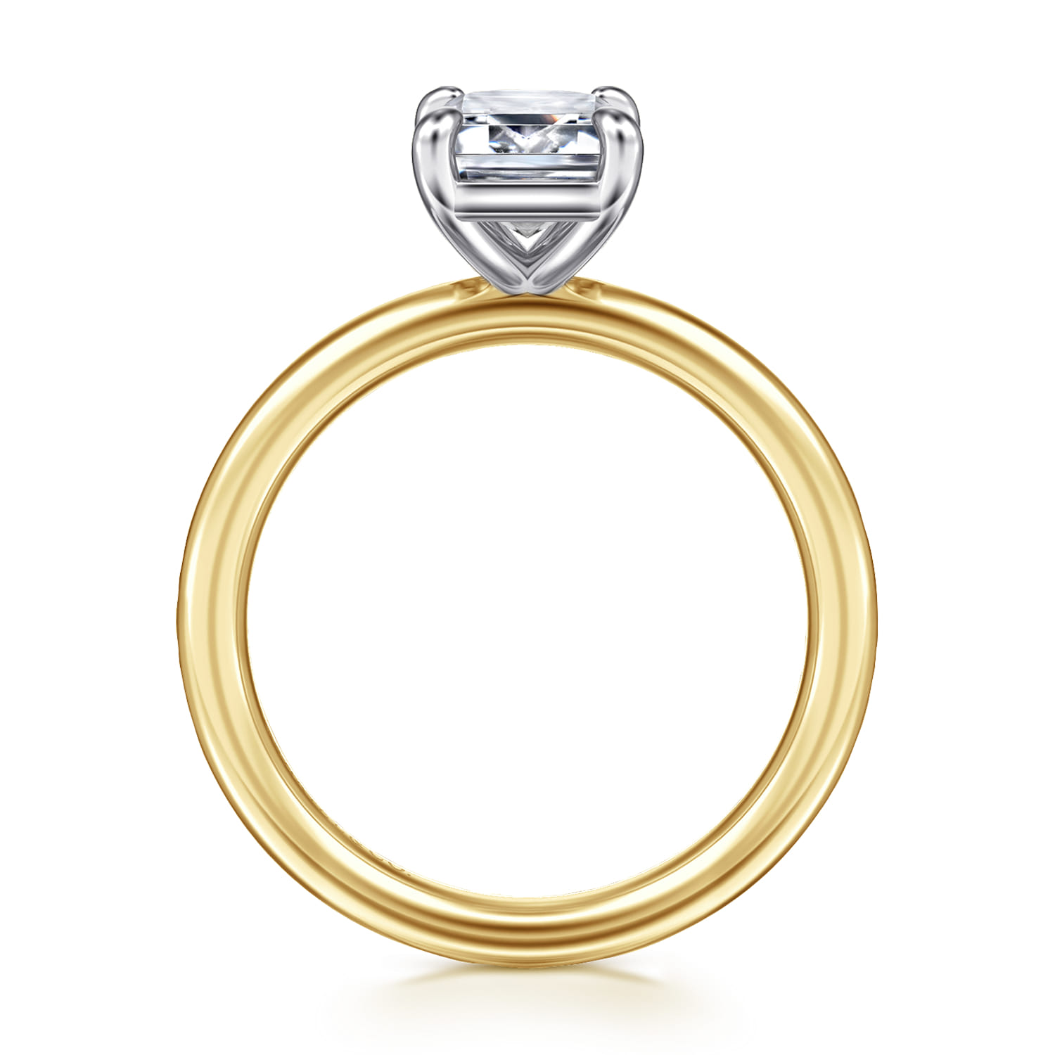 Lark - 14K White Yellow Gold Emerald Cut Solitaire Engagement Ring - Shot 2
