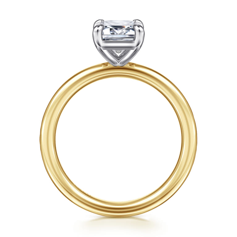 Lark - 14K White Yellow Gold Emerald Cut Solitaire Engagement Ring - Shot 2