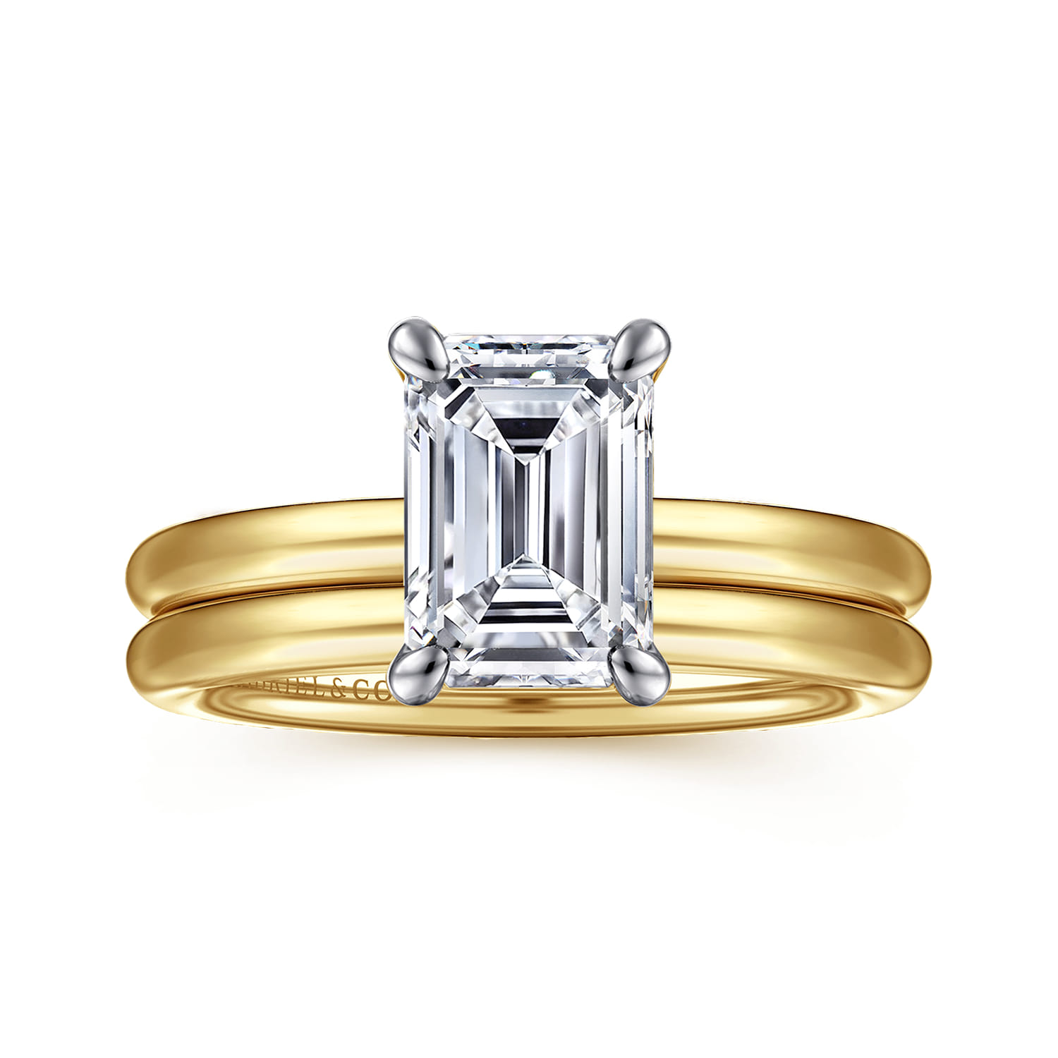 Lark - 14K White Yellow Gold Emerald Cut Solitaire Engagement Ring - Shot 4
