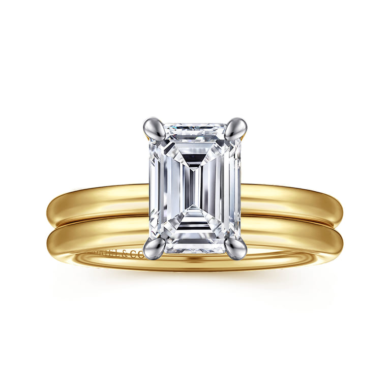 Lark - 14K White Yellow Gold Emerald Cut Solitaire Engagement Ring - Shot 4