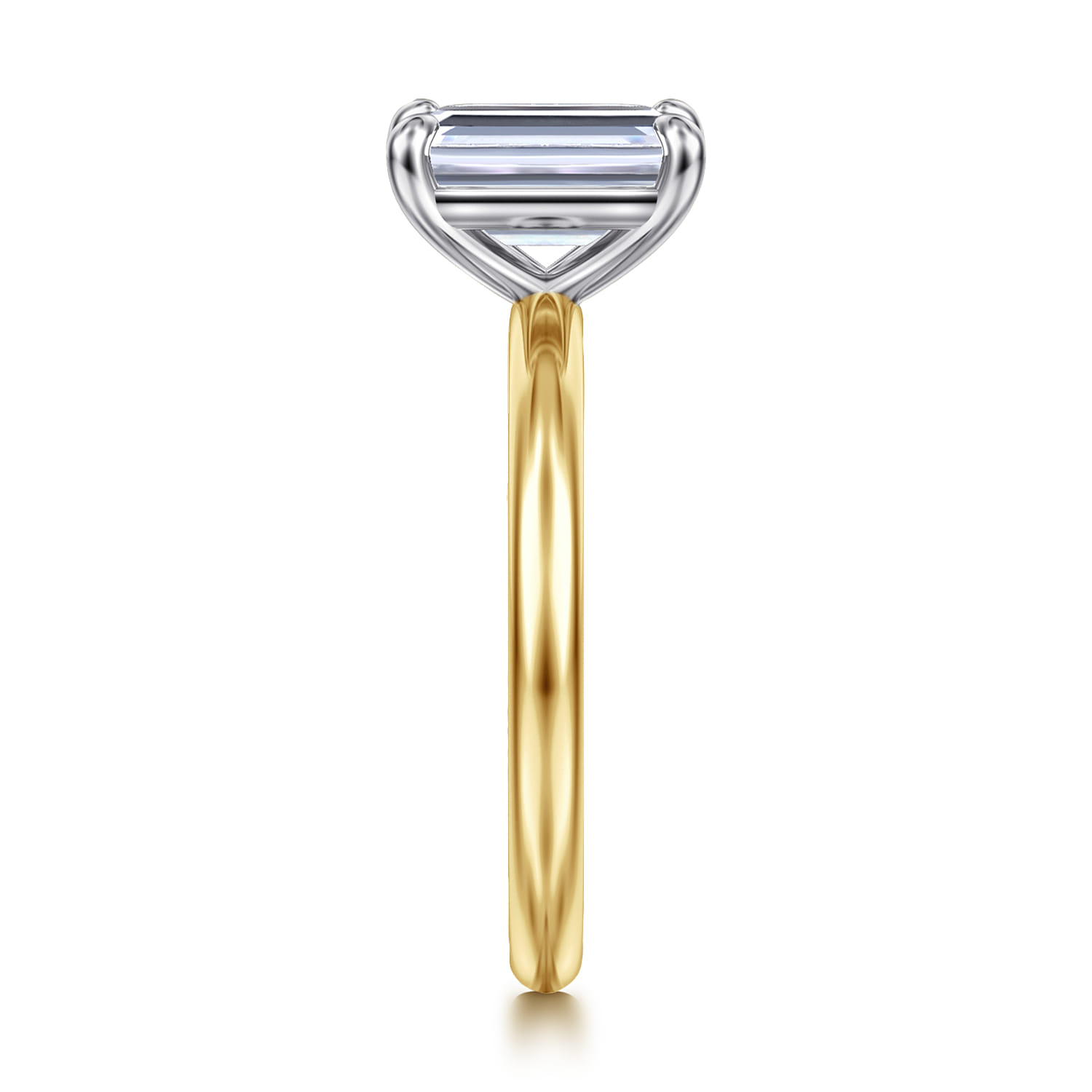 Lark - 14K White Yellow Gold Emerald Cut Solitaire Engagement Ring - Shot 5