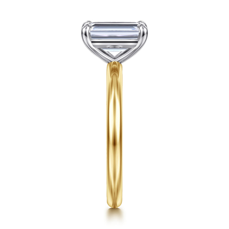 Lark - 14K White Yellow Gold Emerald Cut Solitaire Engagement Ring - Shot 5