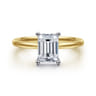 Evelina - 14K White-Yellow Gold Emerald Cut Solitaire Diamond Engagement Ring