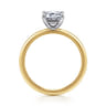 Evelina - 14K White-Yellow Gold Emerald Cut Solitaire Diamond Engagement Ring