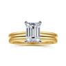 Evelina - 14K White-Yellow Gold Emerald Cut Solitaire Diamond Engagement Ring