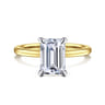 Evelina - 14K White-Yellow Gold Emerald Cut Solitaire Diamond Engagement Ring