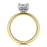 Evelina - 14K White-Yellow Gold Emerald Cut Solitaire Diamond Engagement Ring