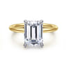 Tiana - 14K White-Yellow Gold Emerald Cut Solitaire Diamond Engagement Ring