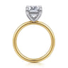 Tiana - 14K White-Yellow Gold Emerald Cut Solitaire Diamond Engagement Ring