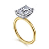 Tiana - 14K White-Yellow Gold Emerald Cut Solitaire Diamond Engagement Ring