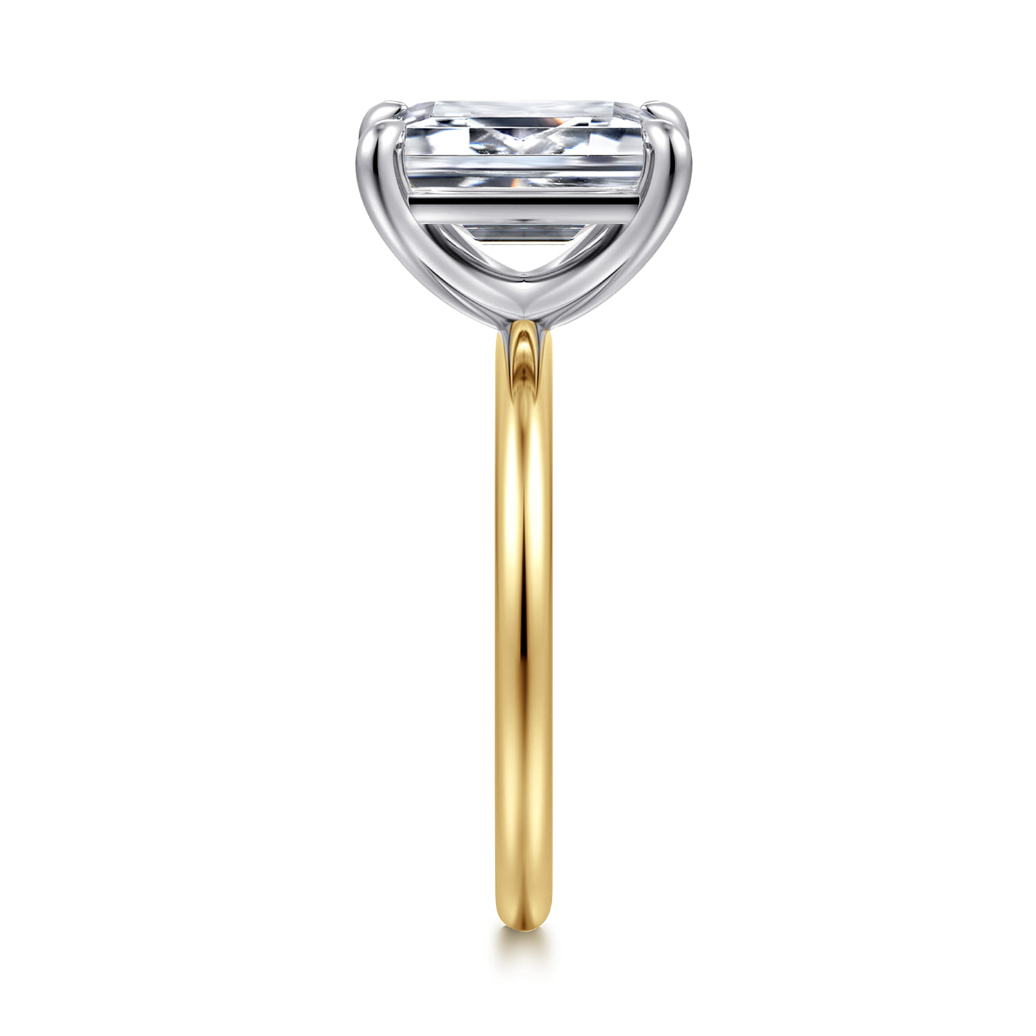 Tiana - 14K White-Yellow Gold Emerald Cut Solitaire Diamond Engagement Ring - Shot 4