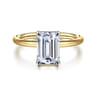 Tiana - 14K Yellow-White Gold Emerald Cut Solitaire Diamond Engagement Ring