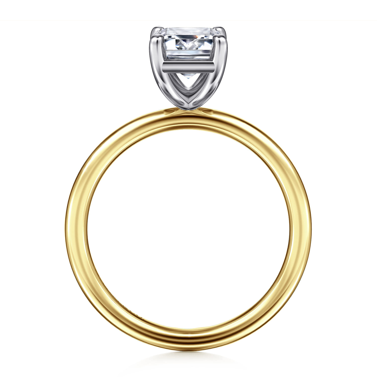 Tiana - 14K Yellow-White Gold Emerald Cut Solitaire Diamond Engagement Ring - Shot 2