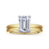 Tiana - 14K Yellow-White Gold Emerald Cut Solitaire Diamond Engagement Ring