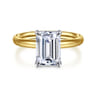 Unite - 14K White-Yellow Gold Emerald Cut Solitaire Diamond Engagement Ring