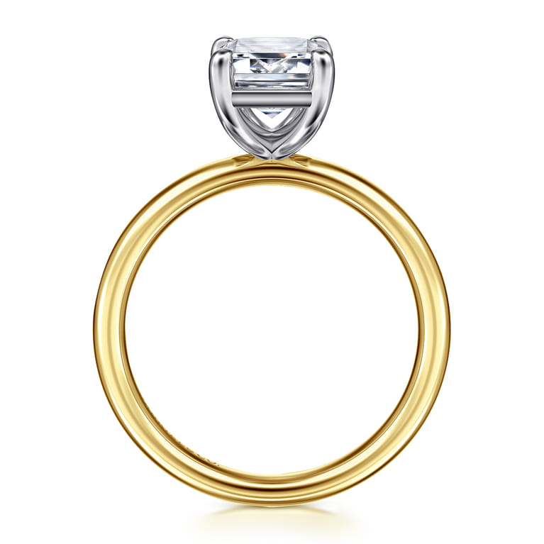Unite - 14K White-Yellow Gold Emerald Cut Solitaire Diamond Engagement Ring - Shot 2