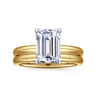 Unite - 14K White-Yellow Gold Emerald Cut Solitaire Diamond Engagement Ring