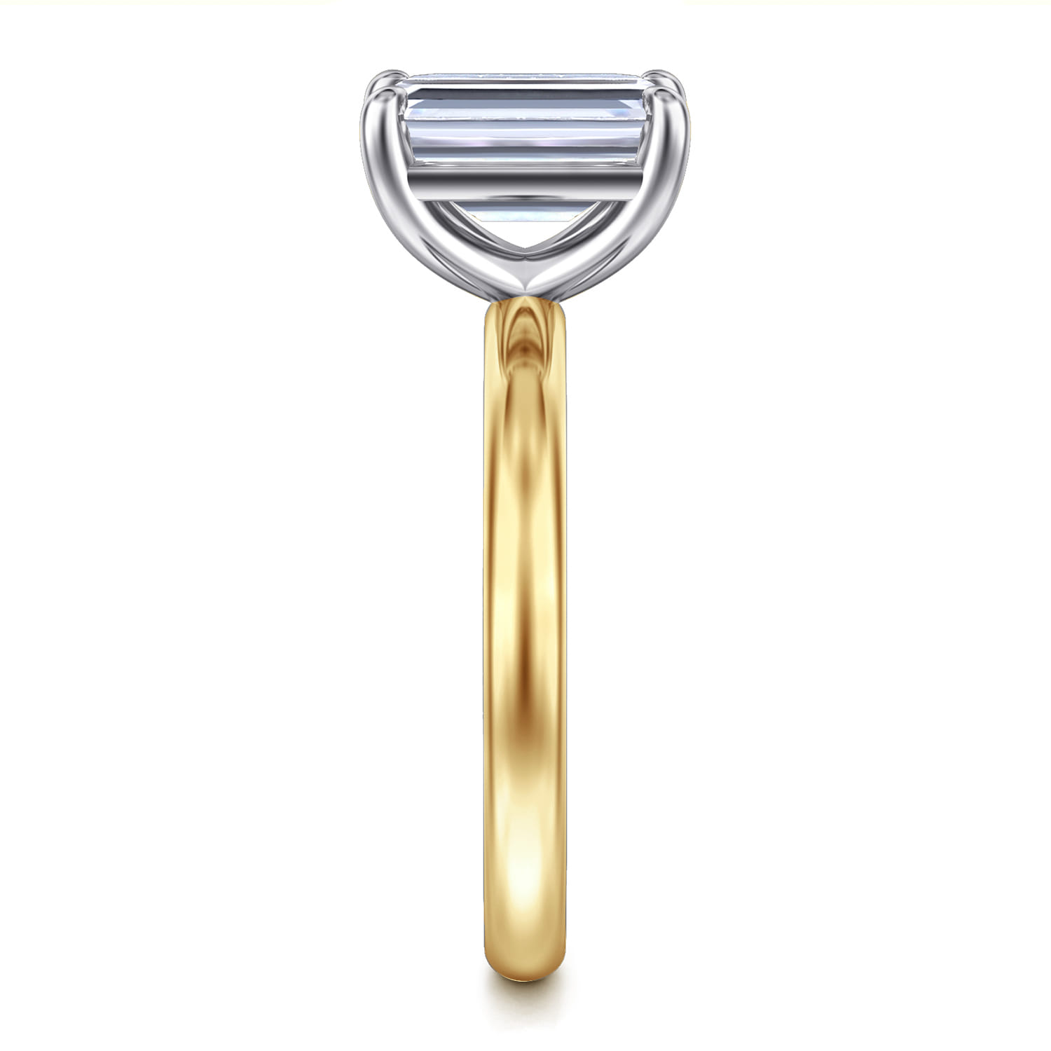 Unite - 14K White-Yellow Gold Emerald Cut Solitaire Diamond Engagement Ring - Shot 5