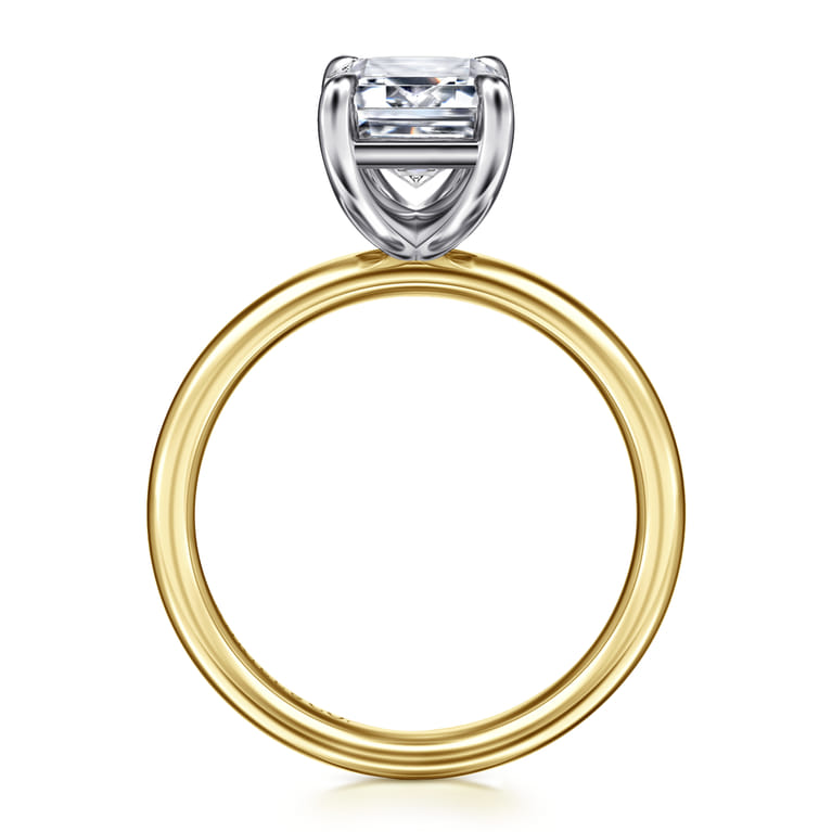 Unite - 14K White-Yellow Gold Emerald Cut Solitaire Diamond Engagement Ring - Shot 2