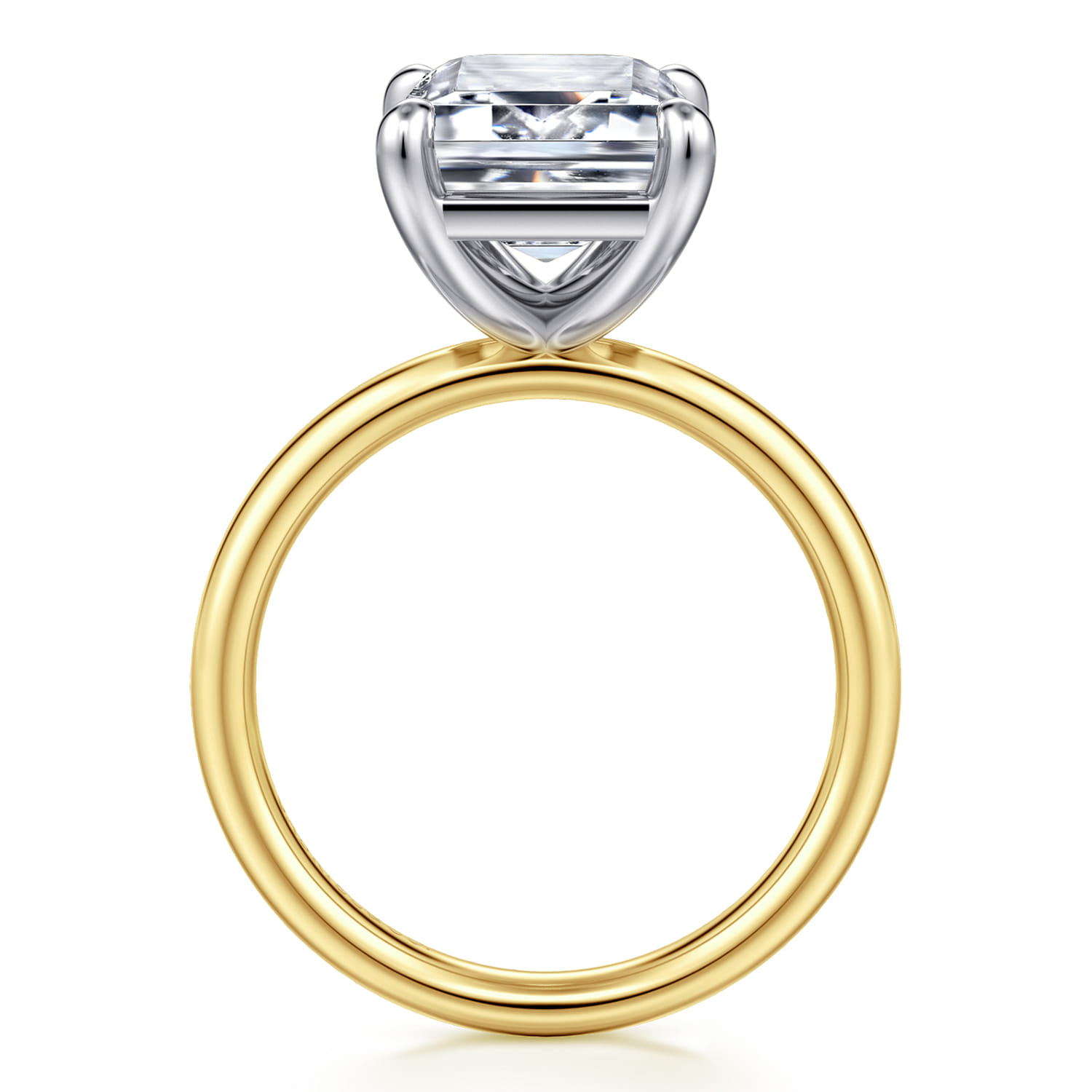 Unite - 14K White-Yellow Gold Emerald Cut Solitaire Diamond Engagement Ring - Shot 2
