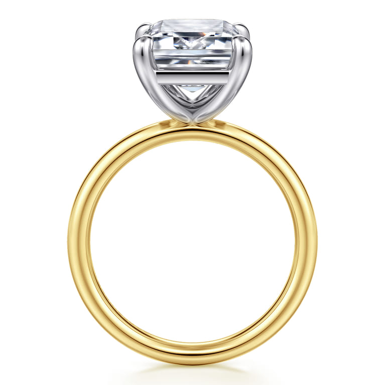 Unite - 14K White-Yellow Gold Emerald Cut Solitaire Diamond Engagement Ring - Shot 2