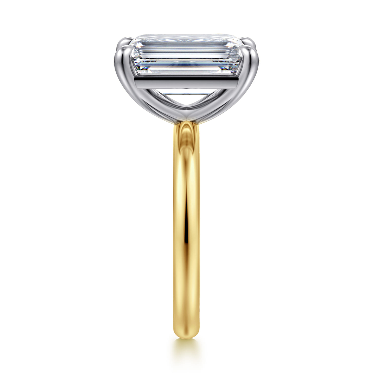 Unite - 14K White-Yellow Gold Emerald Cut Solitaire Diamond Engagement Ring - Shot 5