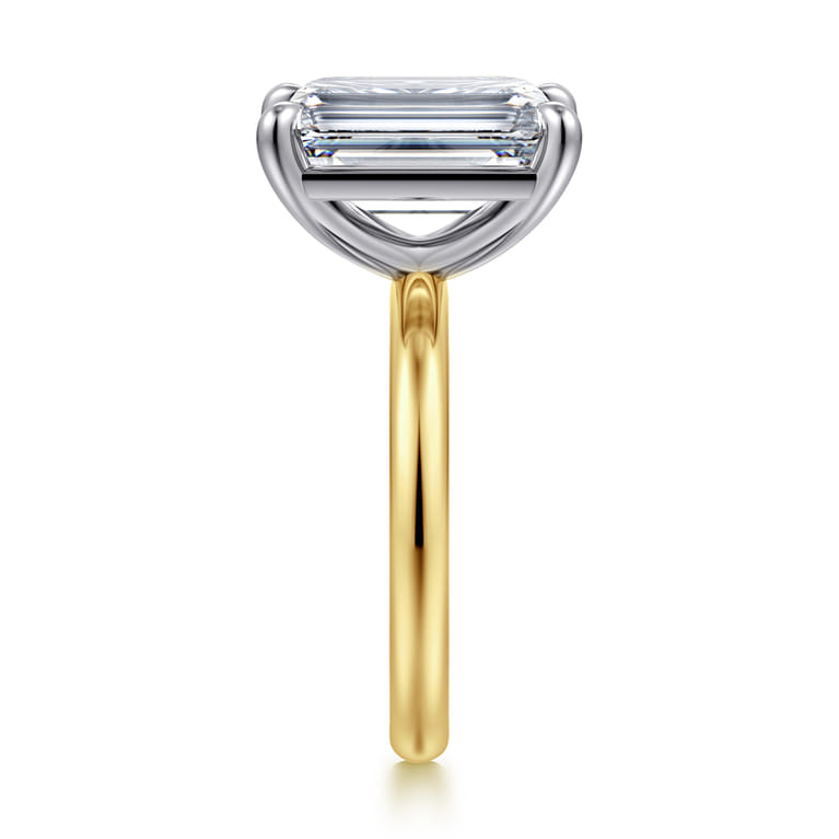 Unite - 14K White-Yellow Gold Emerald Cut Solitaire Diamond Engagement Ring - Shot 5