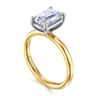 Unite - 14K White-Yellow Gold Emerald Cut Solitaire Diamond Engagement Ring