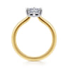 Lou - 14K White-Yellow Gold Emerald Cut Compass Prong Solitaire Diamond Engagement Ring