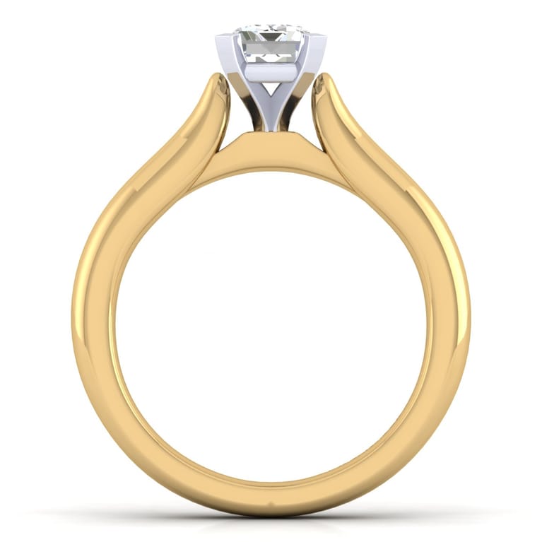 Lauren - 14K White-Yellow Gold Emerald Cut Diamond Engagement Ring - Shot 2