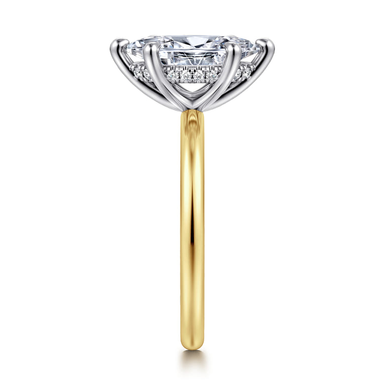 Cari - 14K White-Yellow Gold Marquise Shape Diamond Engagement Ring - 0.06 ct - Shot 4