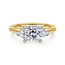 Sandi - 14K White-Yellow Gold East West Marquise Shape Diamond Engagement Ring - 0.12 ct