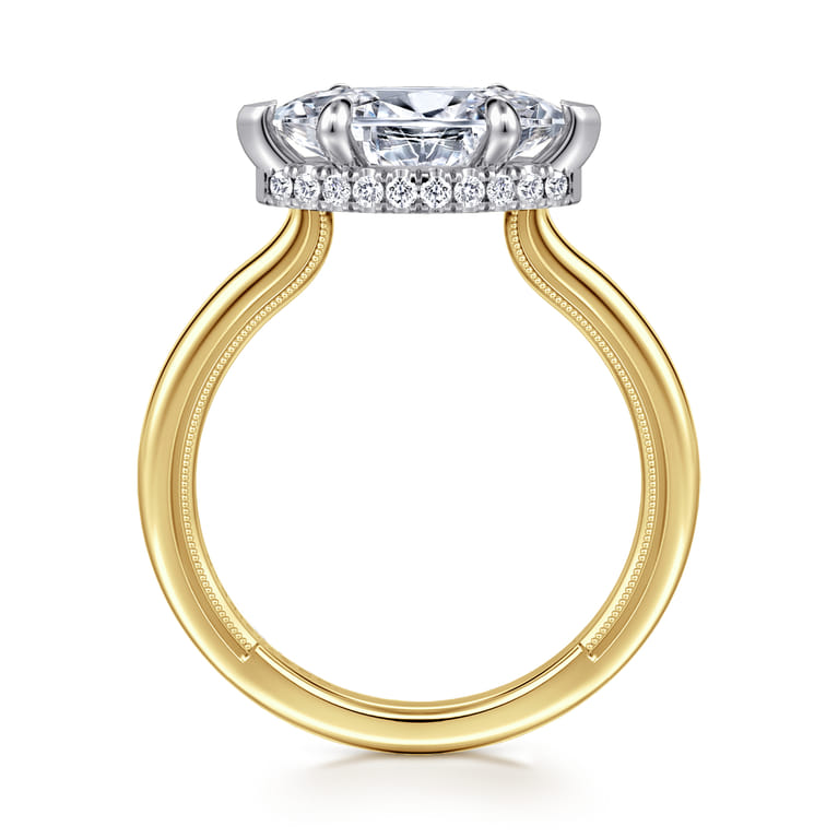 Sandi - 14K White-Yellow Gold East West Marquise Shape Diamond Engagement Ring - 0.12 ct - Shot 2