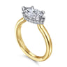 Sandi - 14K White-Yellow Gold East West Marquise Shape Diamond Engagement Ring - 0.12 ct