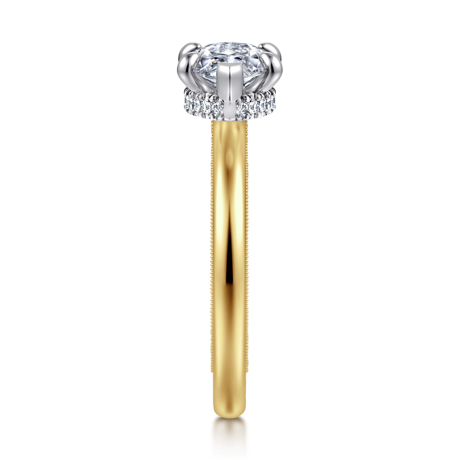 Sandi - 14K White-Yellow Gold East West Marquise Shape Diamond Engagement Ring - 0.12 ct - Shot 4