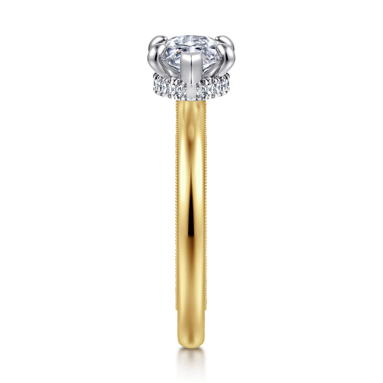 Sandi - 14K White-Yellow Gold East West Marquise Shape Diamond Engagement Ring - 0.12 ct - Shot 4