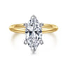 Anuk - 14K White-Yellow Gold Marquise Shape Diamond Engagement Ring - 0.06 ct