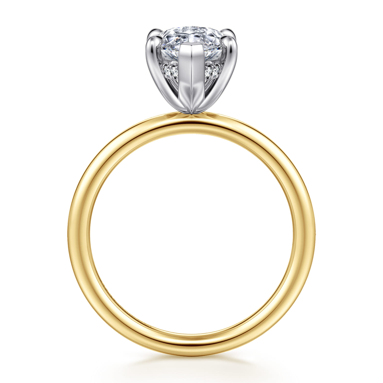 Anuk - 14K White-Yellow Gold Marquise Shape Diamond Engagement Ring - 0.06 ct - Shot 2